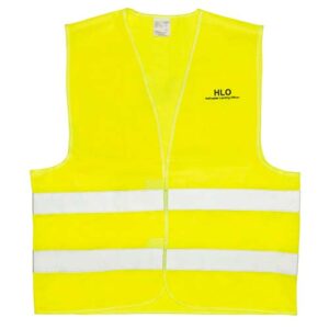 Safety vest HLO for good visibility.