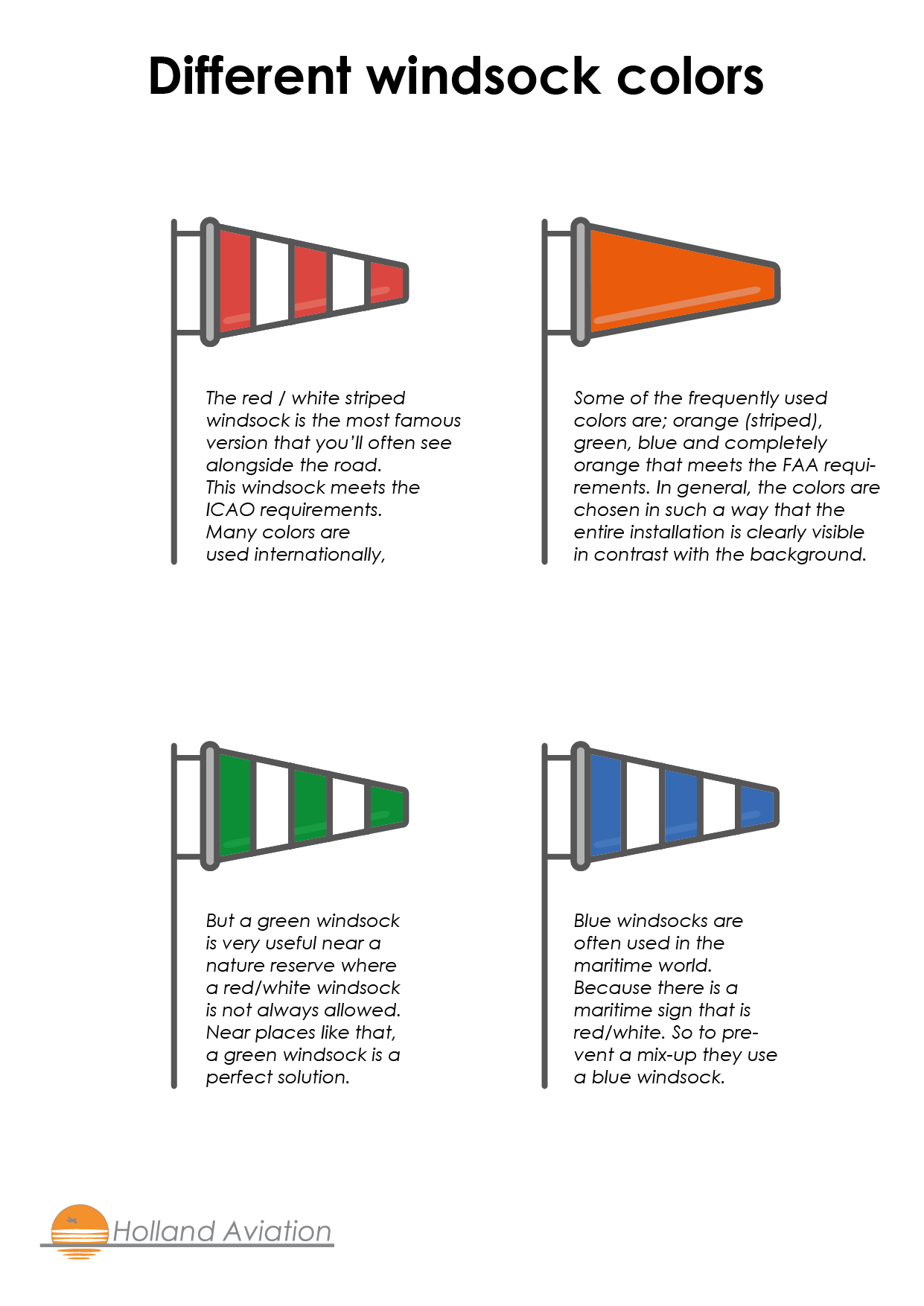 Different windsock colors available - Holland Aviation