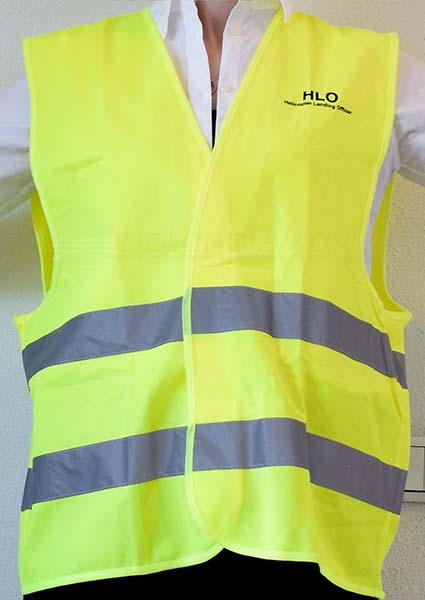 Safety vest HLO for good visibility.